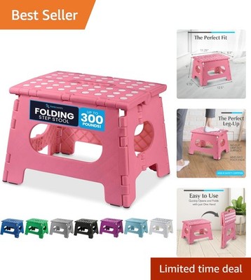 Elegant 9-Inch Folding Step Stool for Kids & Adults - Non-Slip & Portable