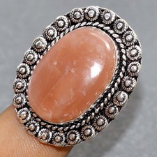 Sunstone 925 Silver Plated Ring US 9.5 Elegant Gift JW