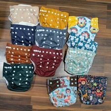 Lot Of 12 Cloth Diaper Covers + 7 Inserts Nora's Nursery and Alva Baby Bamboo