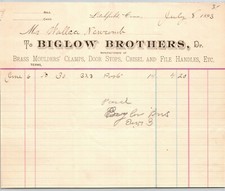 Biglow Brothers 1893 Letterhead Litchfield, Conn Brass Moulders' Clamps Handles