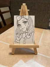 ACEO Original Mixed Media Painting Art Card ATC Pinup girl #728