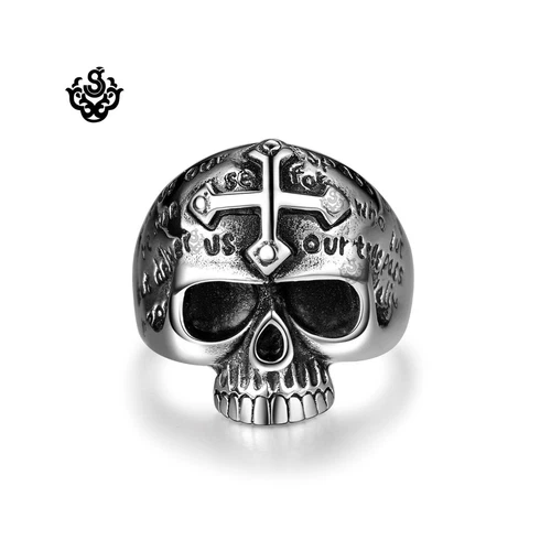 Silver bikies ring stainless steel skull band soft gothic punk - Picture 1 of 3