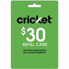 CRIKECT WIRELESS 30 REFILL CARD FOR PREPAID SERVICE FAST DIRECT REFILL