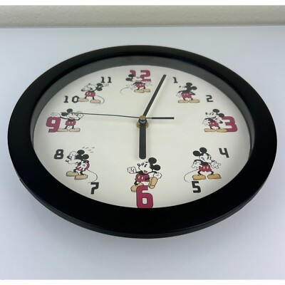 Disney It's Mickey Mouse Time Wall Clock Round Circular Black Red