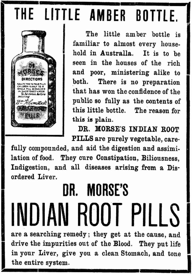 DR. MORSE'S INDIAN ROOT PILLS VICTORIAN ADVERTISING STORE CARD, GOOD