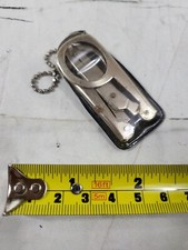 Vintage Keychain Metal Folding Scissors in Carry Pouch - Works
