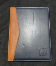 Citgo Leather Note Pad Padfolio 12.5” Blue Brown Calculator Organizer Pen Slot