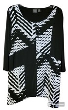 Chico's Travelers Collection Womens Geometric Design Zebra 3/4 Sleeve Sz 2 Tunic