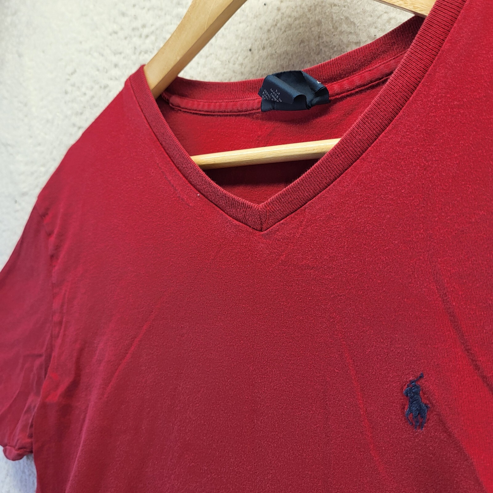 Polo Ralph Lauren maglietta scollo V uomo media rossa pony casual manica corta