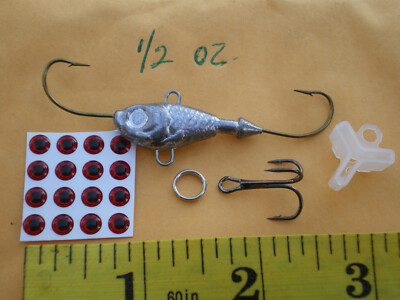 10 PCS REAPER JIGGING/ICE FISHING/VERTICAL MINNOW LURE BAIT 1/2 OZ. HOOK,COVER +
