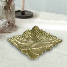 Handmade Decorative Gold Color Coated Aluminium Tray 6.88 x 6.88 x 0.78 Inch