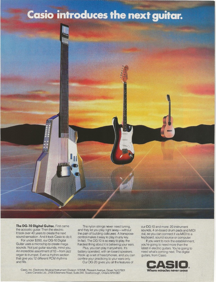 Vintage Print Ad Casio DG-10 Digital Guitar - Apr 1988 10.75