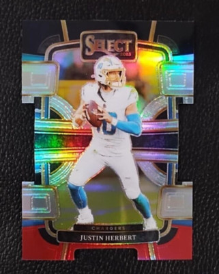 2024 Panini Select Justin Herbert Die-Cut Black/Red Prizm SP CHARGERS #52 MINT