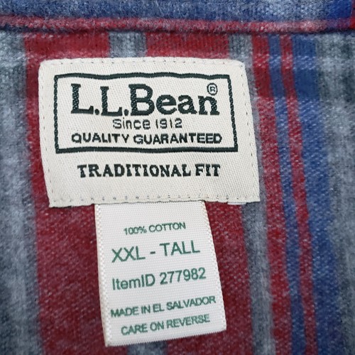 LL Bean Flannel Shirt Men XXL Tall Gray Scotch Plaid Button Down Traditional Fit - Picture 2 of 11