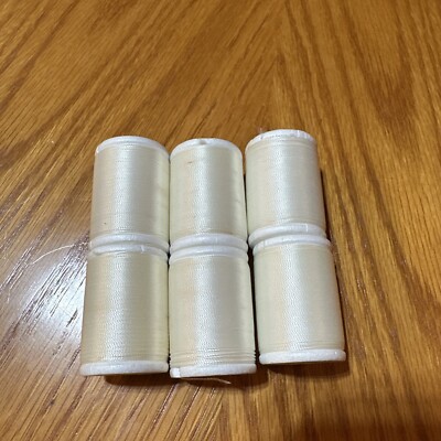 6 SPOOLS VINTAGE  GUDEBROD ROD WINDING THREAD  WHITE # 002 EE 50 YDS EACH