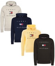 NWT - TOMMY HILFIGER Mens Logo Pullover Fleece Hoodie Sweatshirt- 4 Cols S - XXL