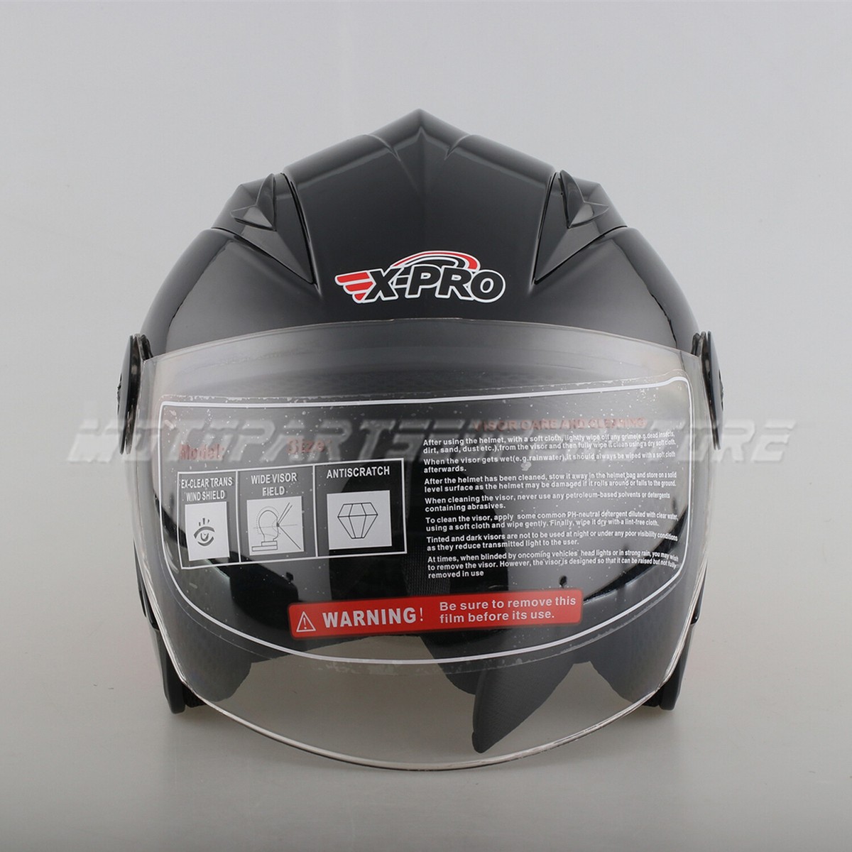 Casque 3/4 Open Face Moto Demi Face Jet Pilote Moto Scooter Biker Demi-Casque DOT/ECE Approuvé Avec Double Pare-Soleil Pour Hommes Femmes Respirant Et Léger,Noir,XL