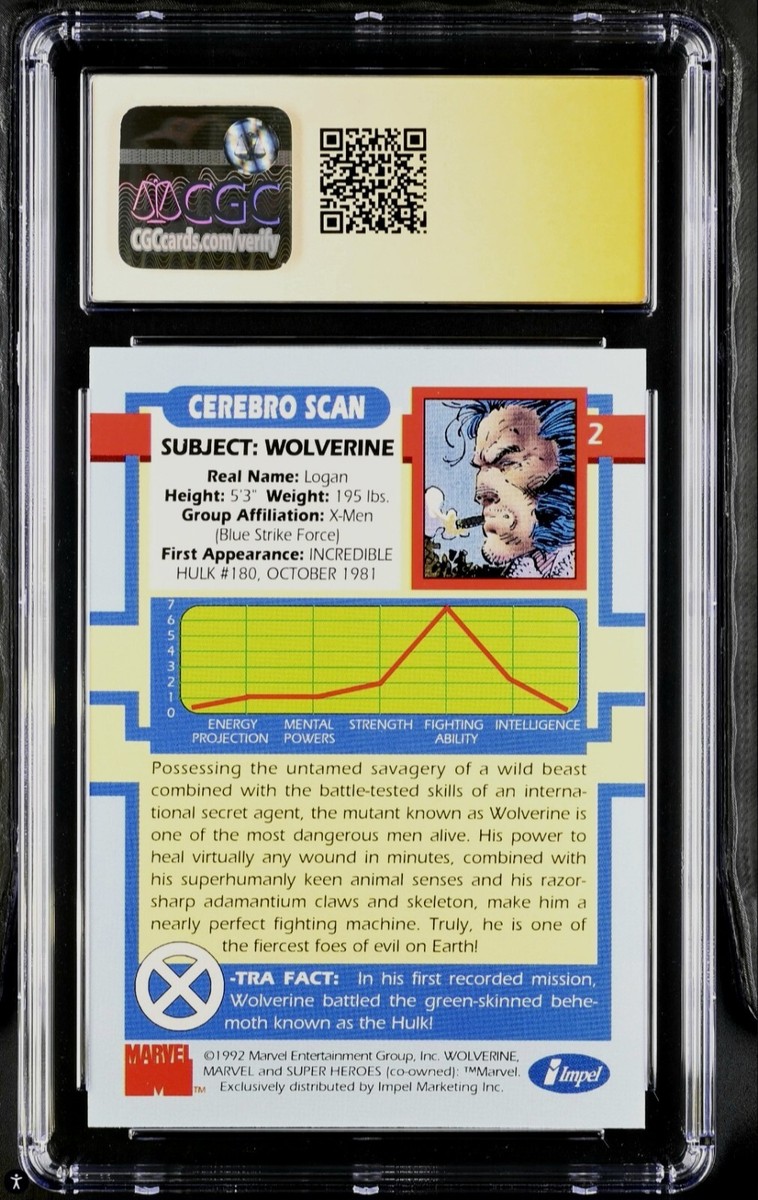 1992 MARVEL IMPEL X-MEN WOLVERINE JIM LEE AUTOGRAPH CGC 9. 5 SiG