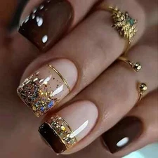 [Glossy Medium] 24pcs Glossy Medium Square Press-On Nails | Reusable Fake Nails