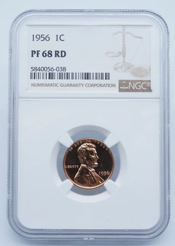 1956 Proof Lincoln Wheat Cent NGC PF 68 RD - U971