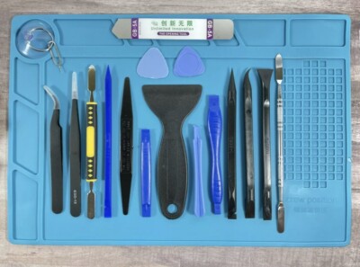 19PC Pry Tool Repair Set for iPhone Mac PC Laptop Metal ESD Spudger Mat Tweezers