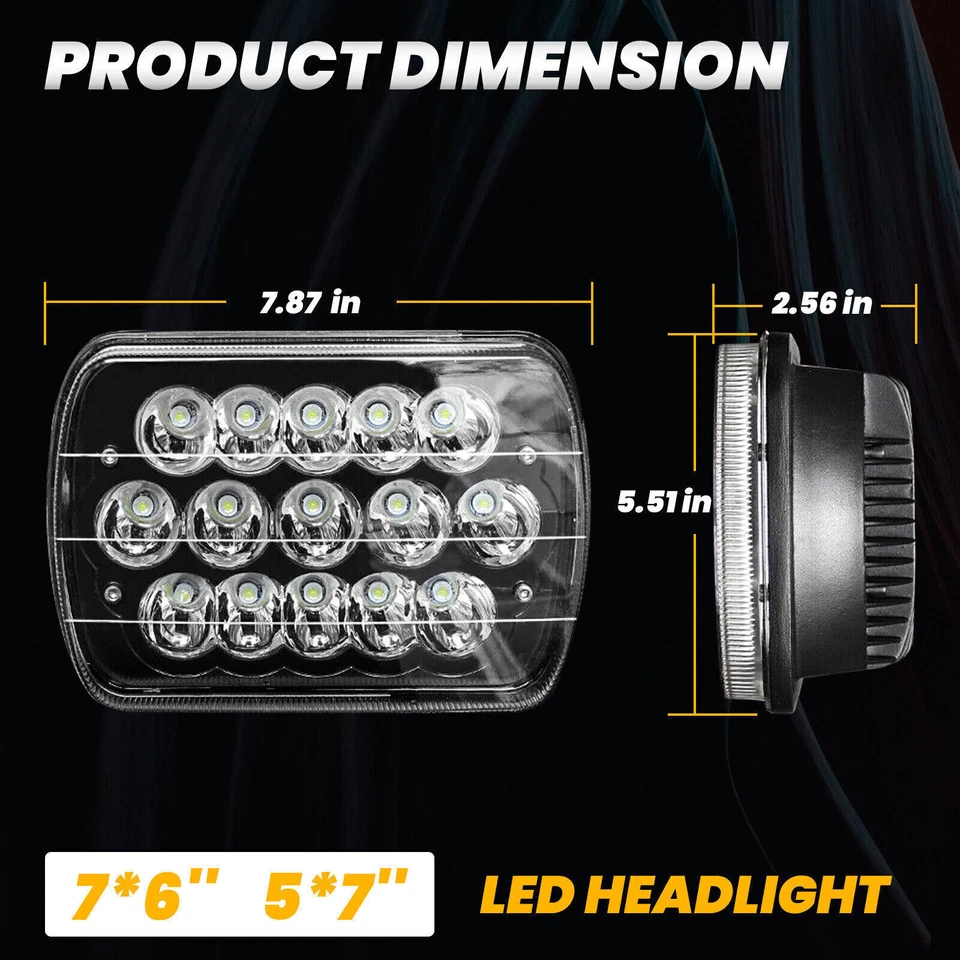 Pair for GMC TopKick C6500 C5500 C4500 Truck 7x6'' Led Headlights High Low Beam Foto 3 de 4