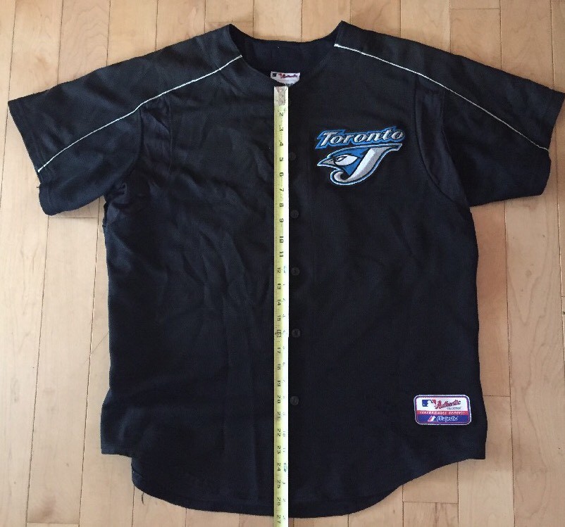 Majestic！Diamondコレクションブルージェイズシャツ！USA製 Vtg Toronto Blue Jays MLB Jersey Sz XL. Button Front