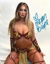 Megan Bayne Autographed AEW Pro Wrestling 8x10 Photo Red and Gold Ring Attire