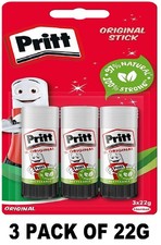 Pritt Glue Stick, Safe & Child Friendly Craft Glue 22 G (Pack of 3)