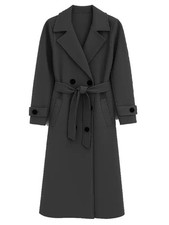 Women’s Wool Trench Coat Long Double Breasted Belted Overcoat Warm Winter Outerw
