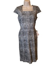 Amanda + Chelsea Black and White Grid-Patterned Sheath Dress Size 2