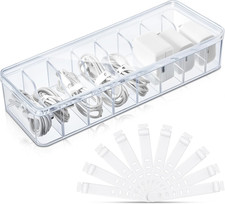 1 Pcs Cable Organizer Box with Wire Ties, Plastic Cord Storage Box with Lid, Ele