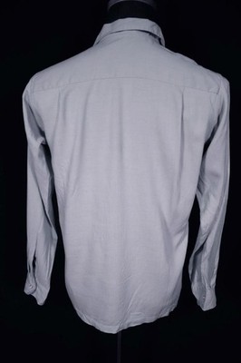 Vintage 1960's Steel Blue Rayon Gabardine Shirt Size Small