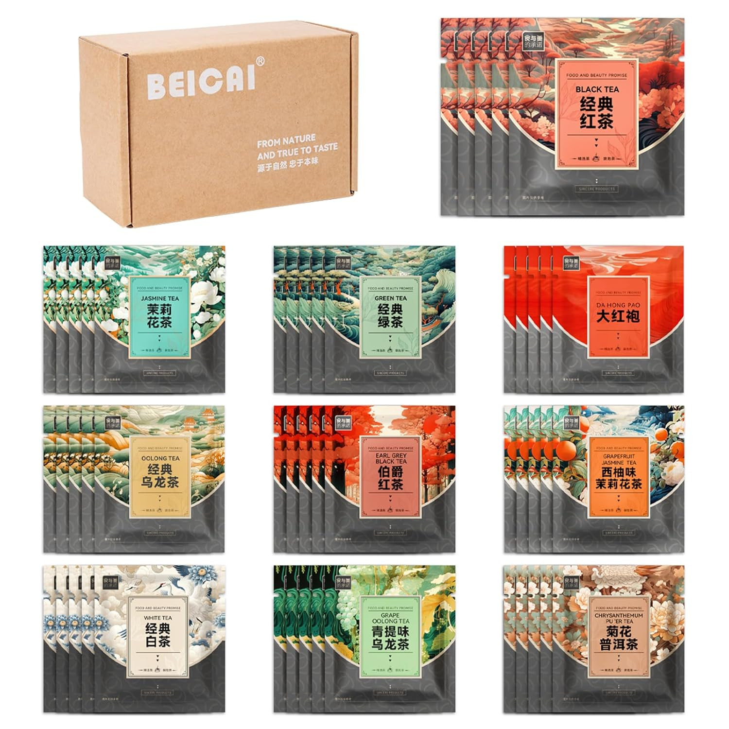 Bags Sampler Assortment Box (50 Count) 10 Different Flavors,perfect