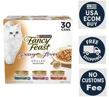 Purina Fancy Feast Gravy Lovers Kitten Food Wet Cat Food Poultry Beef 3oz 30Pack
