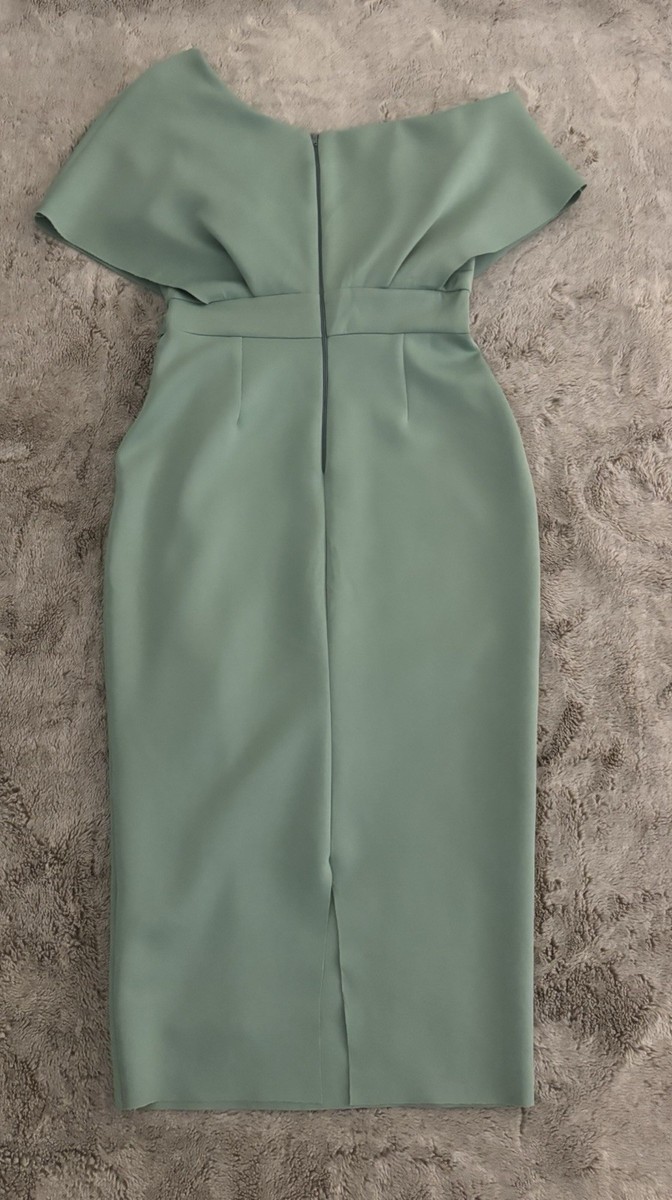 ASOS DESIGN Fallen Shoulder Midi Pencil Dress With Tie Detail Size 6 NWT |  eBay