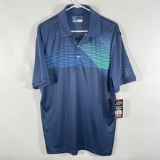 PGA Tour Pro Series Golf Polo Shirt Mens Large Blue Green Geometric Performance