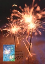 2008 Fireworks Sparklers POSTCARD Maxicard Cancelled in Merrylands