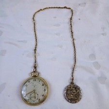 Antique Elgin Pocket Watch Gold Filled Engraved Case and Chain