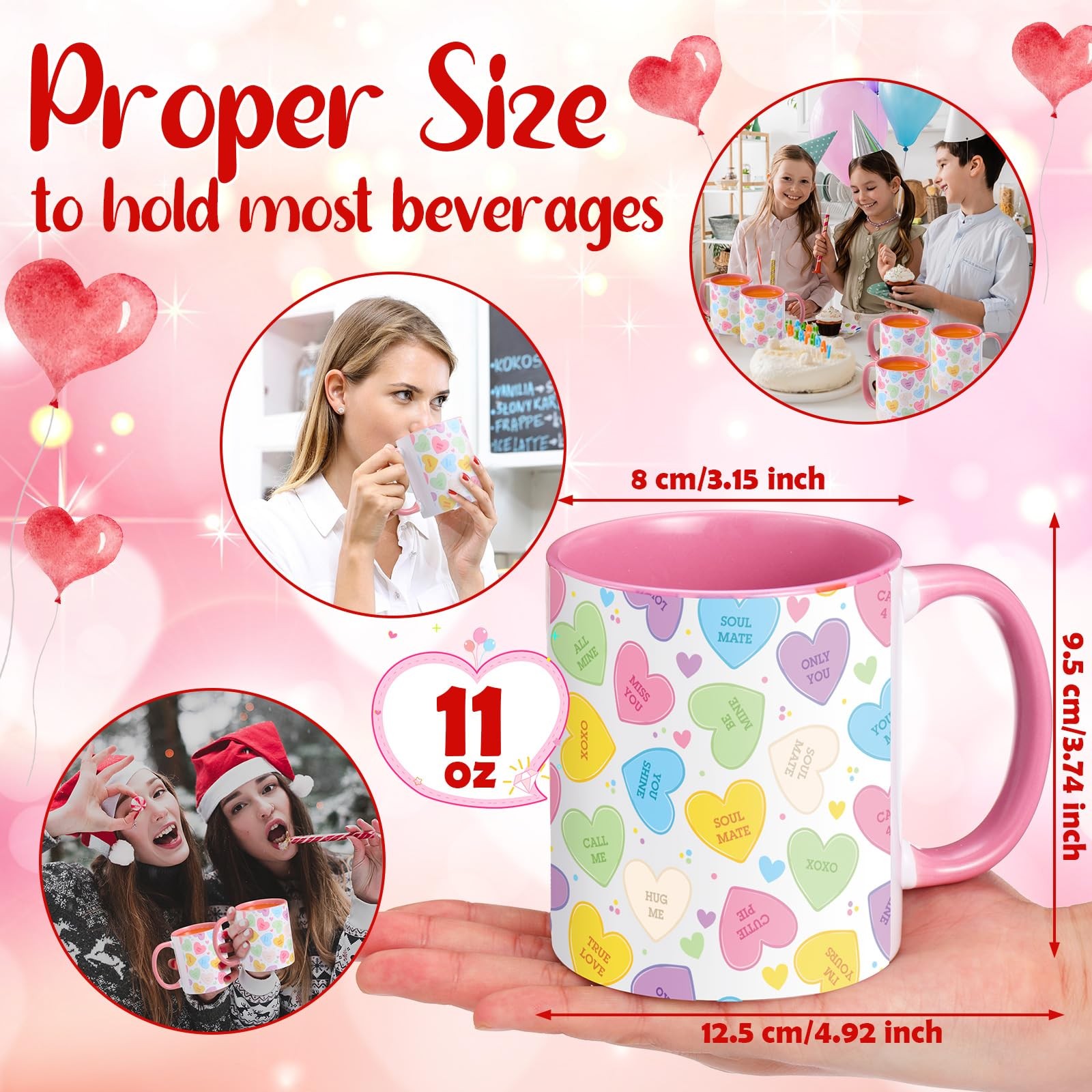 2 Pcs Conversation Heart Mugs Ceramic Coffee Cups Love Couple Mug Set for Ann... thumbnail 6
