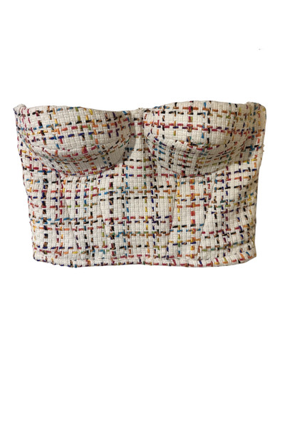 Top tipo bustier confeccionado en tejido tweed de Elisabetta Franchi talla S