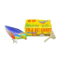 BLUE BIRD Tin Wind-up Toy MS029 With Key  Box WORKS Vintage Jumping Pecking