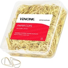 300 Pcs Gold Paper Clips Teardrop Cute Paperclips Drop-Shaped, Stainless
