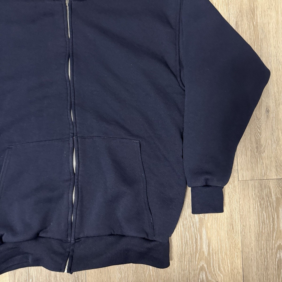 Vintage Pluma Full Zip Blue Hoodie Waffle Lined Thermal Men's