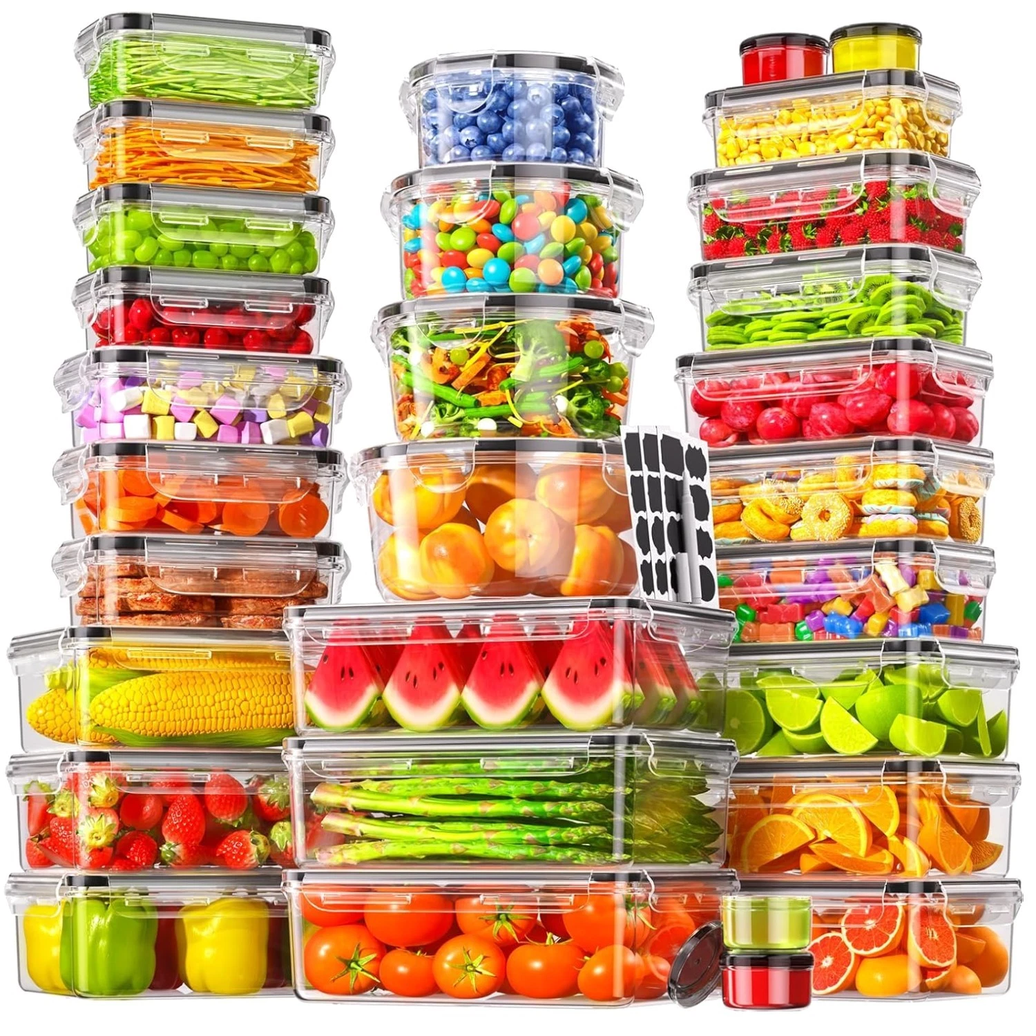 Airtight Food Storage Containers, 60-Pcs Set, Microwave Safe