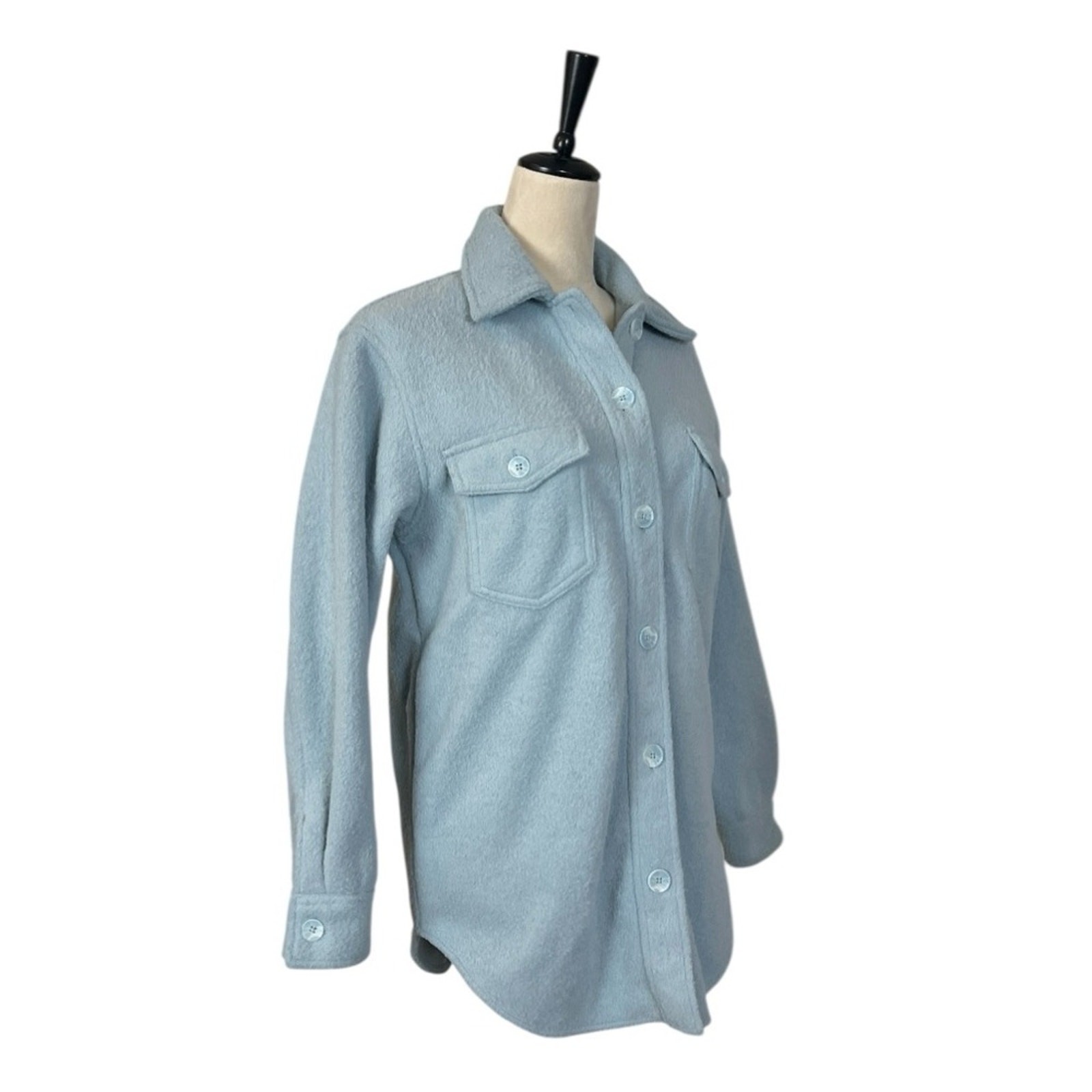 Joie Shacket Top Collared Button Down Pockets Blu… - image 3