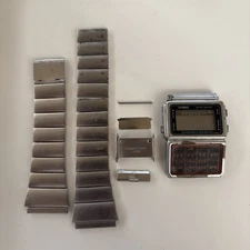 Vintage Casio Calculator Watch DBC-600 Data Bank Silver w/ Band - FOR PARTS