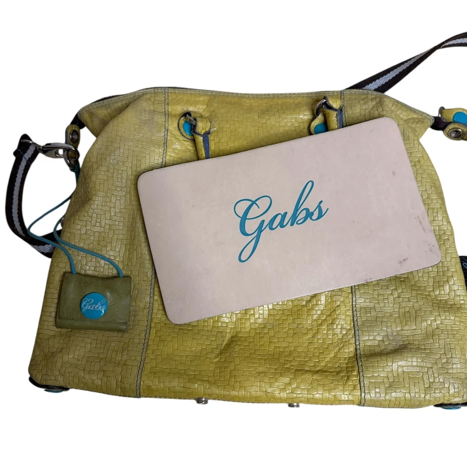 Gabs Italy Leather Purse Satchel Shoulder Bag Woven Texture Beige bv - Image 3 of 4