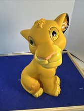 Vintage Disney The Lion King Simba 8" Vinyl Child Coin Piggy Bank With Stopper