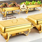 4X 9Qt Chafing Dish Buffet Set GOLD 316 Stainless Steel Chafer for Catering